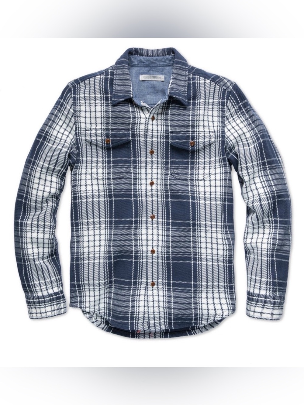 Outerknown Blanket Shirt XS Blue Plaid Organic Cotton Flannel Shacket